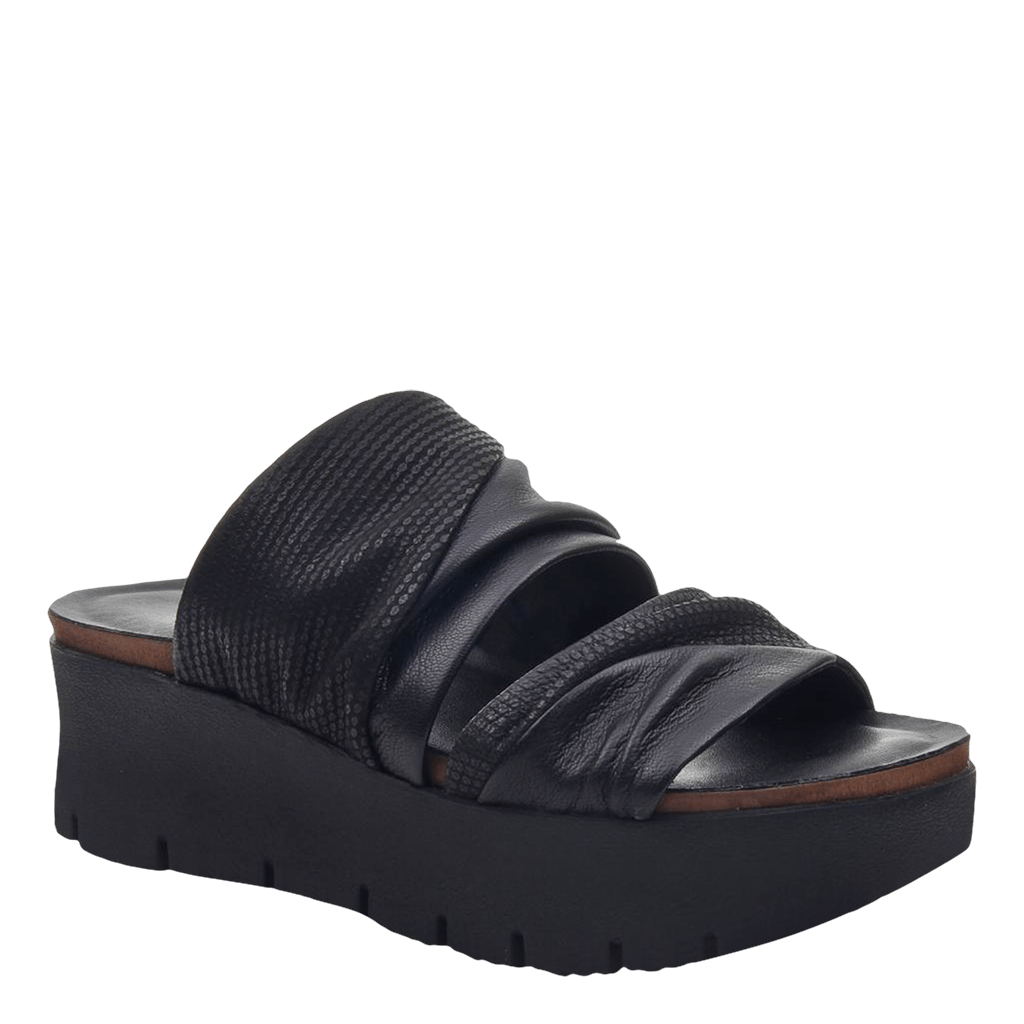 black wedge slip on shoes