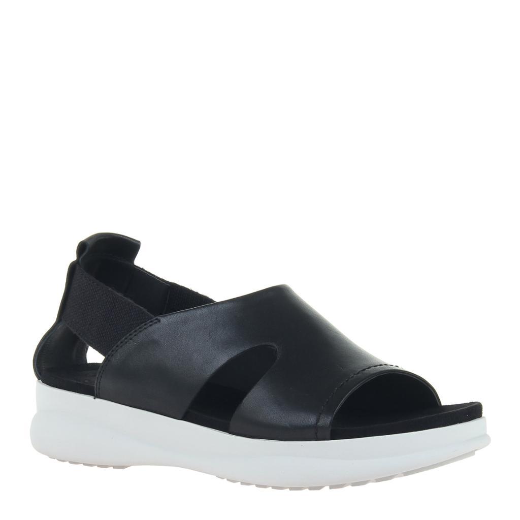 black wedge slip on sandals