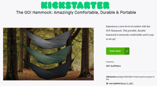 photo of go outfitters go hammock kickstarter project