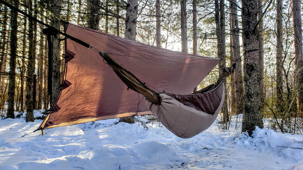 Convertible rainfly mode for hammock camping. Quickly switch the tarp from storm camping mode to convertible mode