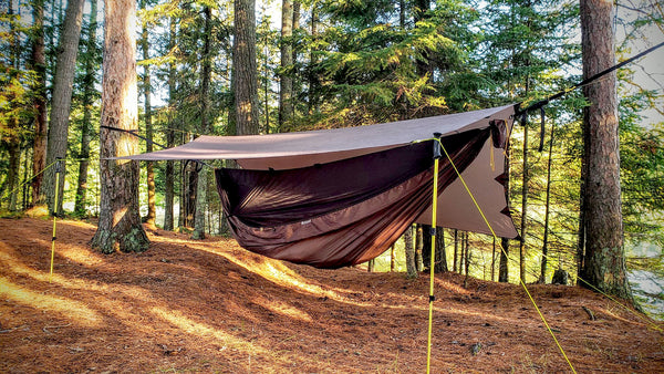 Porch mode is great for hammock camping with the Apex Camping Shelter Tarp