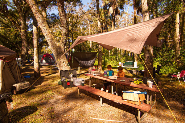 Not just for hammock camping! The Apex makes a great, portable, all-purpose camping tarp and shade canopy. It's one versatile hammock camping rainfly