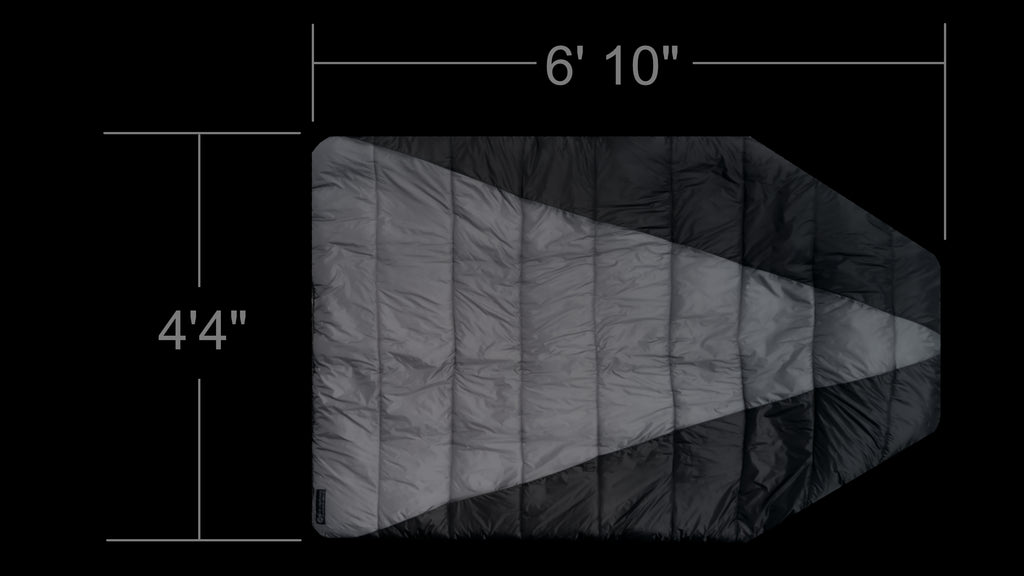 Dimensions of the Adventure Top Quilt Hammock Top Quilt and Sleeping Bag Alternative. It's oversized and more comfORTABLE THAN A SLEEPING BAG