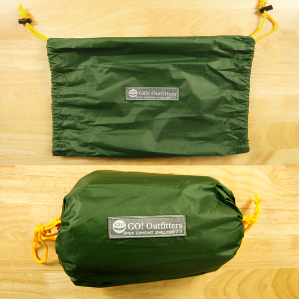 New Rapid Deployment Bag is a double ended stuff sack that makes settgin up and packing up your hamomck camping tarp a breeze