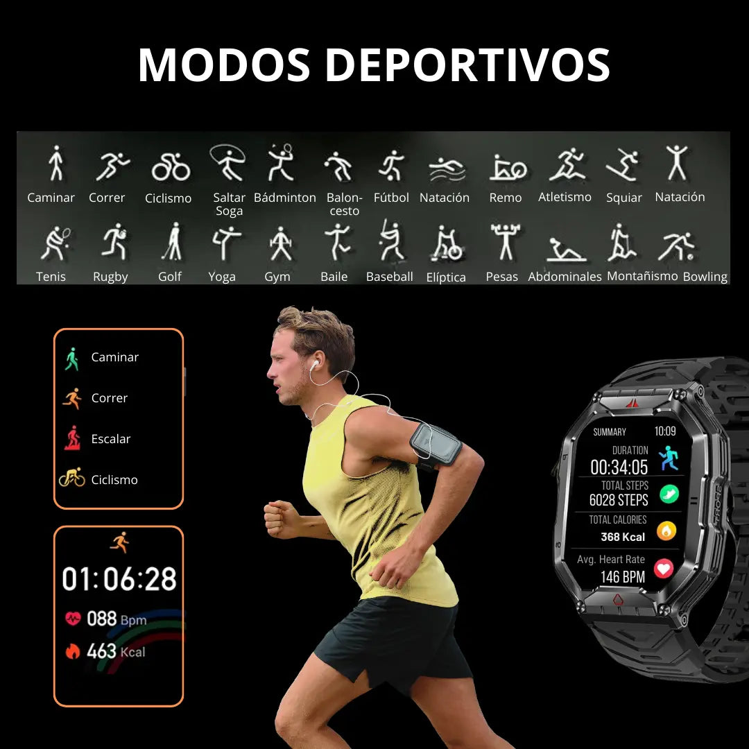 Smartwatch MILITAR PRO 7 CON LINTERNA GForceStore