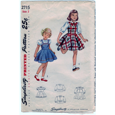 Simplicity 2715 Pattern Vintage Child Jumper and Blouse – SharPharMade