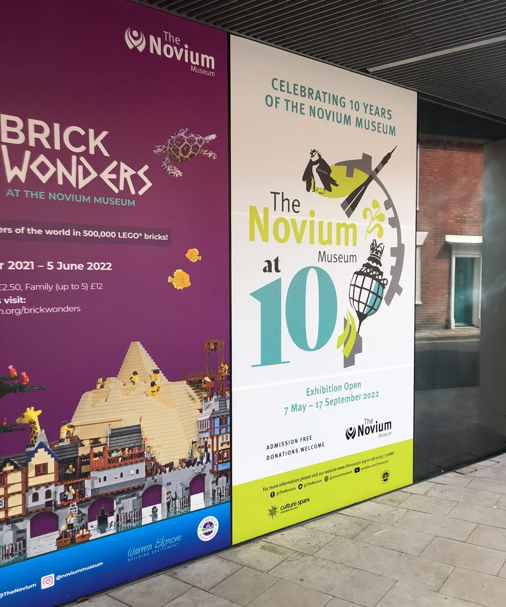 Celebrating 10 years of the novium museum, graphic elements designed by Victoria Oatway for Bobbie Print