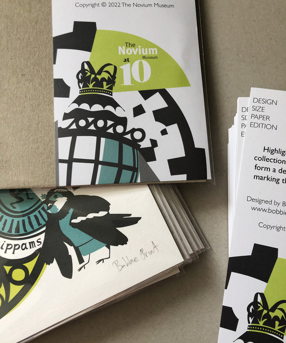 Art prints and cards for The Novium Museum wrapped and packed in plastic free packaging.