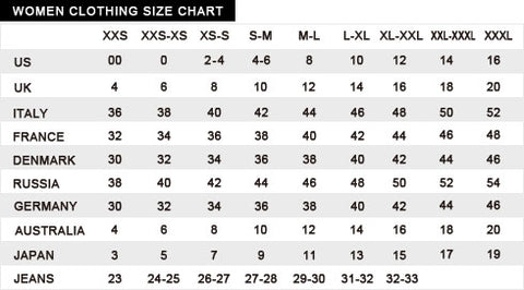 Xs Size Chart Us