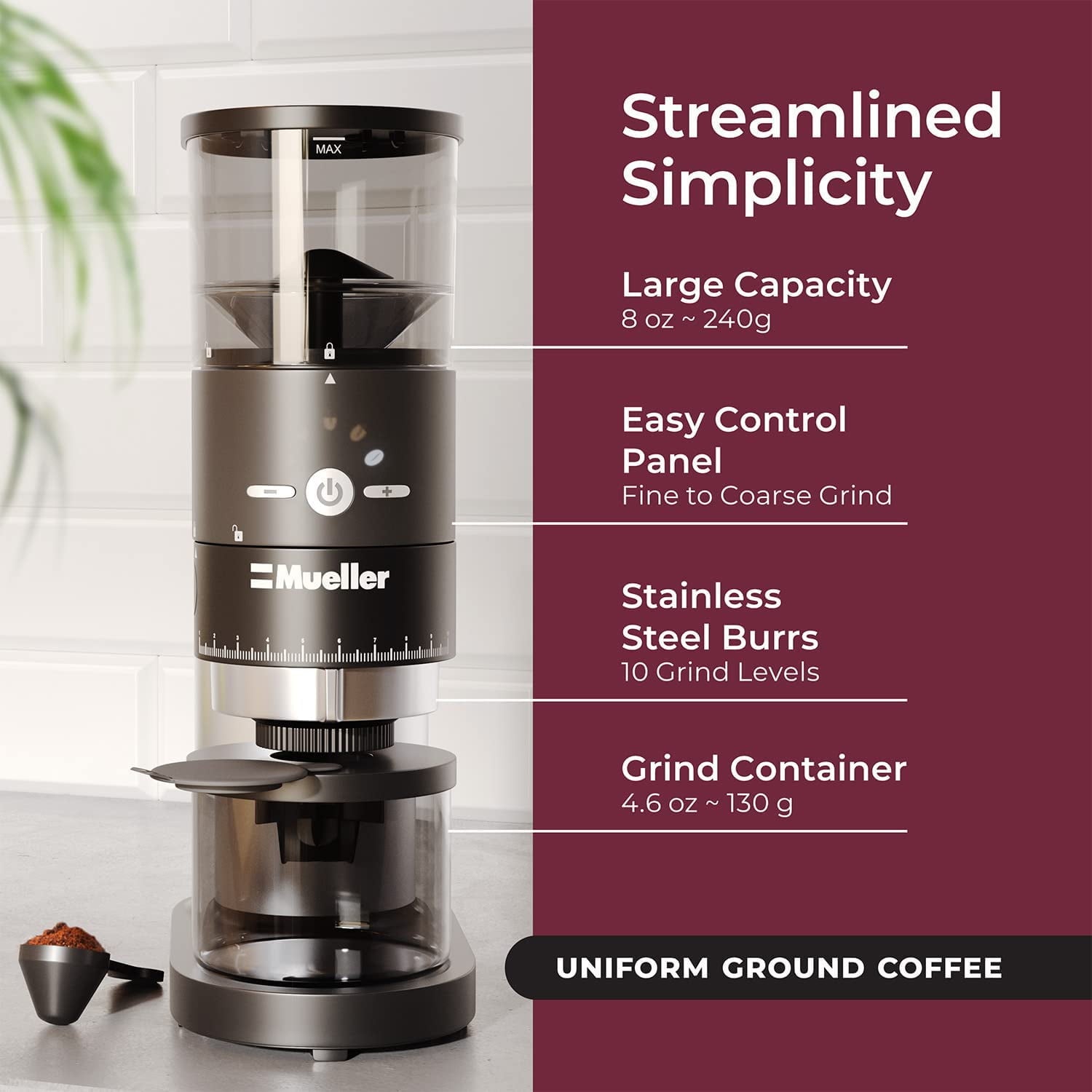 Mueller Ultra-Grind Conical Burr Coffee Grinder - Ultimate Precision Grinding for Full-Bodied Flavor & Quiet Operation - 00da7287-516a-4b5b-8f9b-8e56b741cf7c.6aa08e66a0f470b416e6c5483b3741ff_92dd3e80-9f6b-4ee1-b52d-08bda976f465