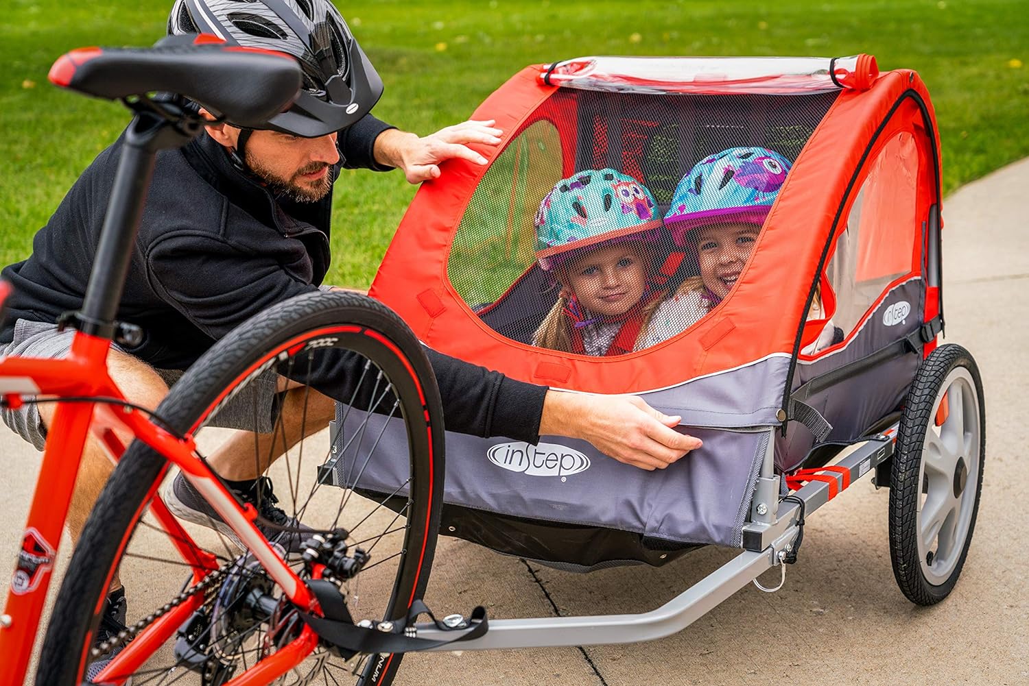 InStep Take 2 Bike Trailer for Kids: Single & Double Seat Options, 5-Point Harness, Folding Frame, Quick Release Wheels - 12-QE204AZ-6