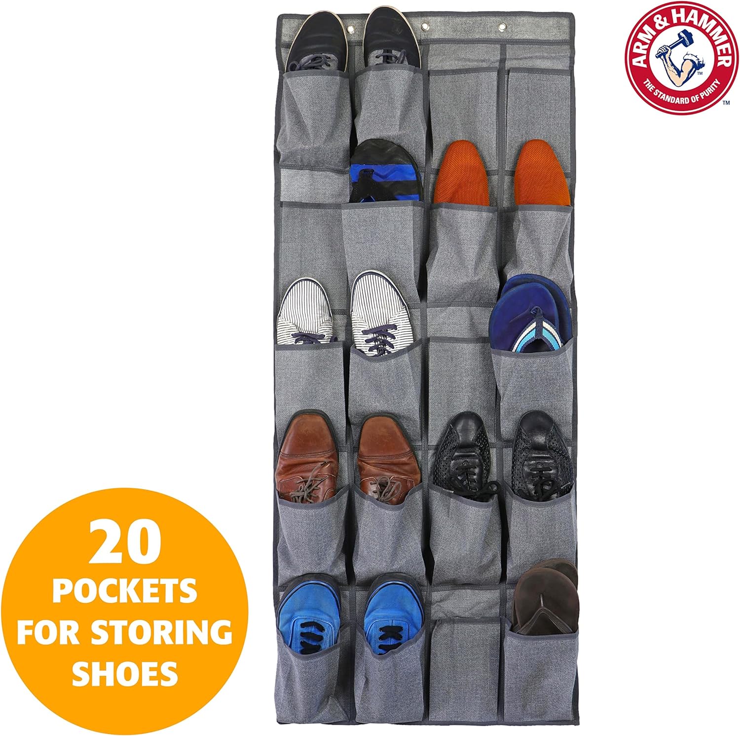 Arm & Hammer Odor Neutralizing 20 Pocket Soft Shoe Organizer - Fits 10 Pairs of Shoes, Accessories - 48112778-3