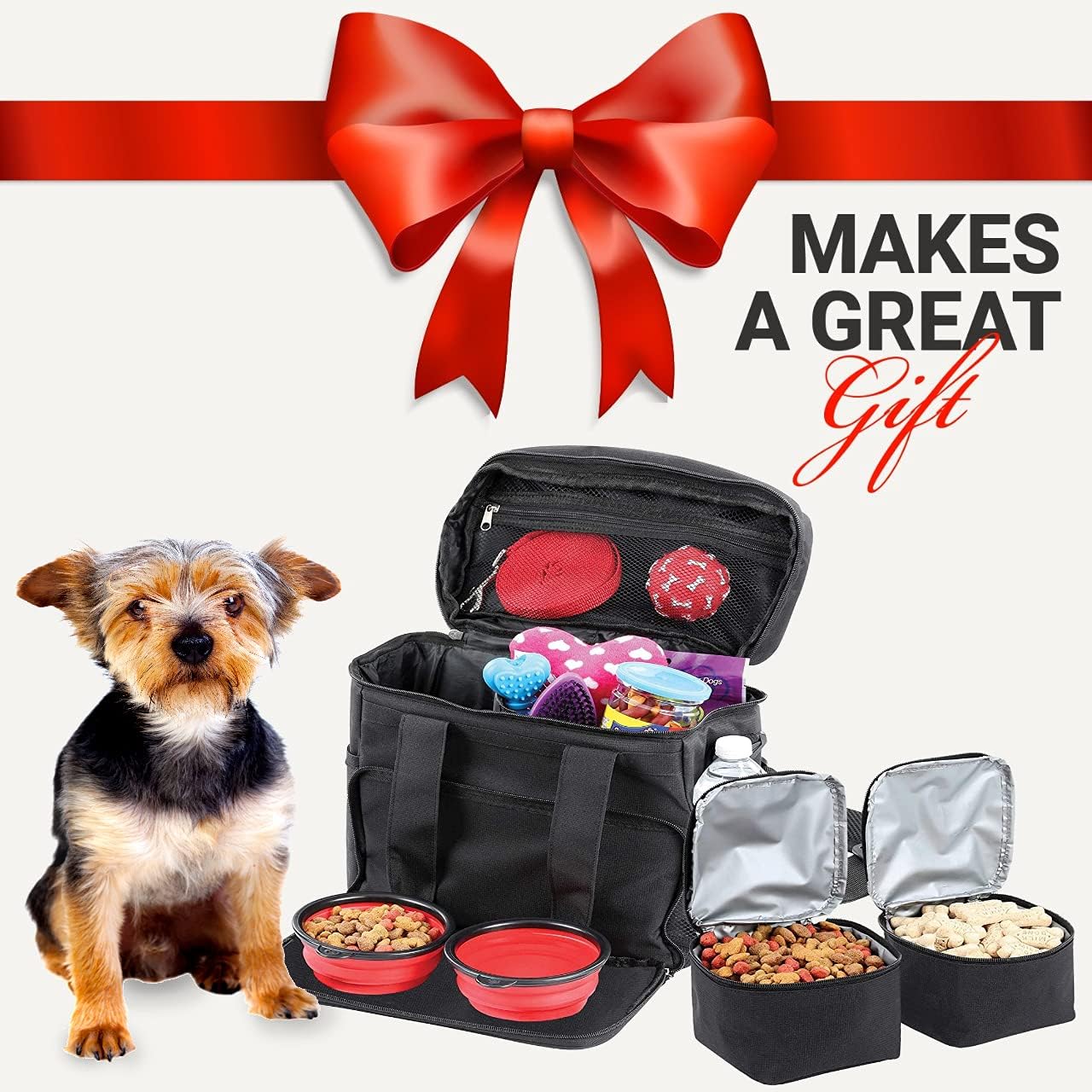 Bundaloo Dog Travel Bag 5-Piece Set | Food Containers, Collapsible Bowls, Shoulder Strap | Essentials for Easy Pet Travel - 5104-16_20231113152853_1a45f2fa-8522-423f-be84-10505b91667c