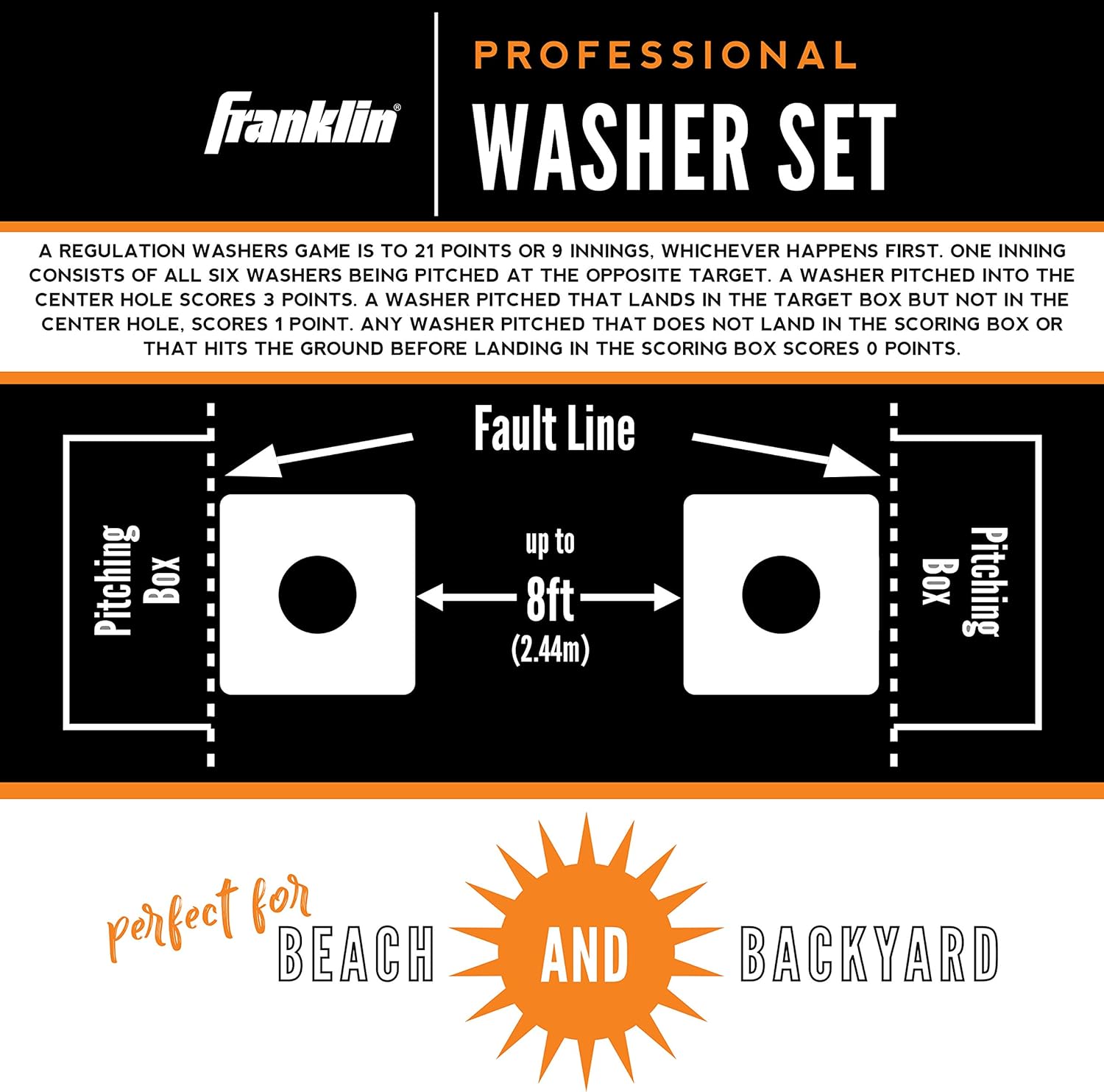 Franklin Sports Washer Toss Set with Tournament Size Targets and Steel Washers - 51602-5