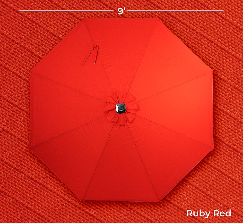 Sun Ray - 9' Round Next Gen Solar Lighted Umbrella - Ruby Red - 801028RR-2