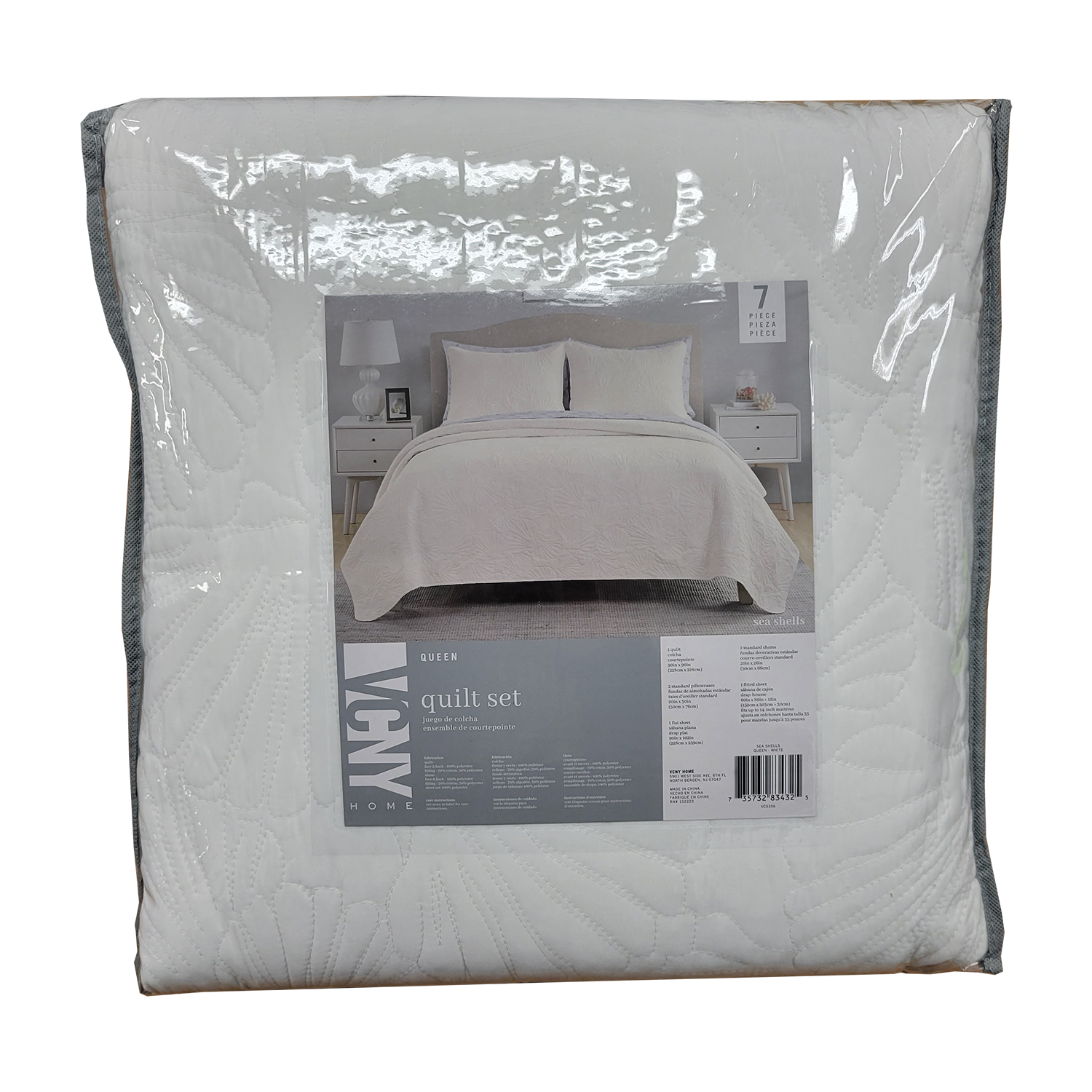 VCNY Home Seashells Bed in a Bag King Quilt Set White - B-QULT-QN-SHELLS-WHTE_20240104174125_341eb9f8-6c23-49d9-8639-5fe5036e320f