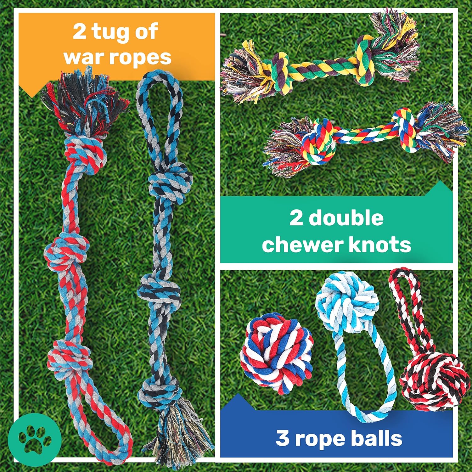 AMZpets 7-Piece Heavy-Duty Dog Toy Set for Aggressive Chewers - Perfect for Tug of War, Fetch, and Teething - B07MKZ464S_20240207154227_9e9434b2-c26a-46d7-ad44-ab2bf4eaca54