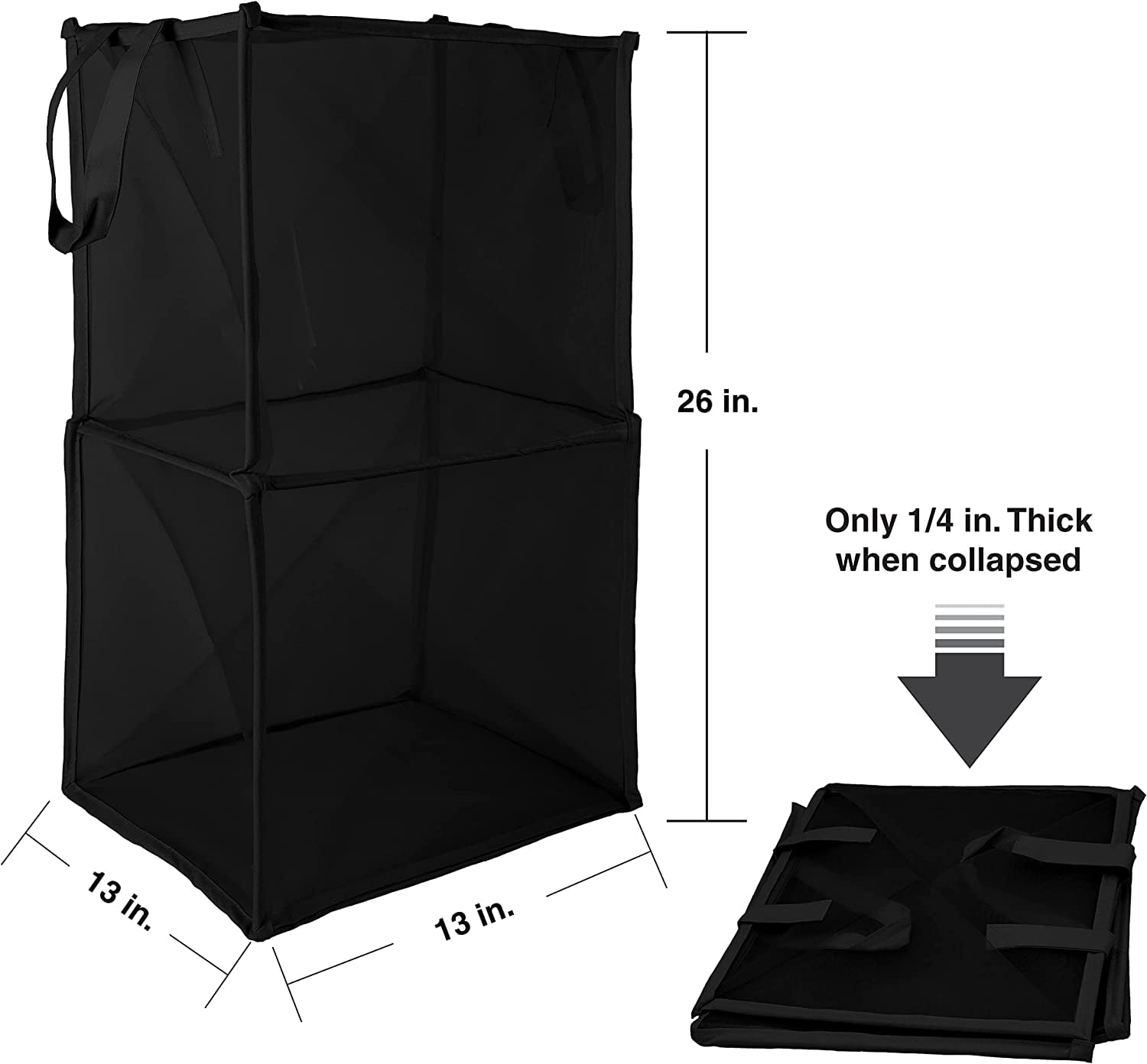 Brookstone Collapsible Mesh Laundry Hamper with Handles, High Volume, Robust Build, Black - BKH1577-BLACK-5