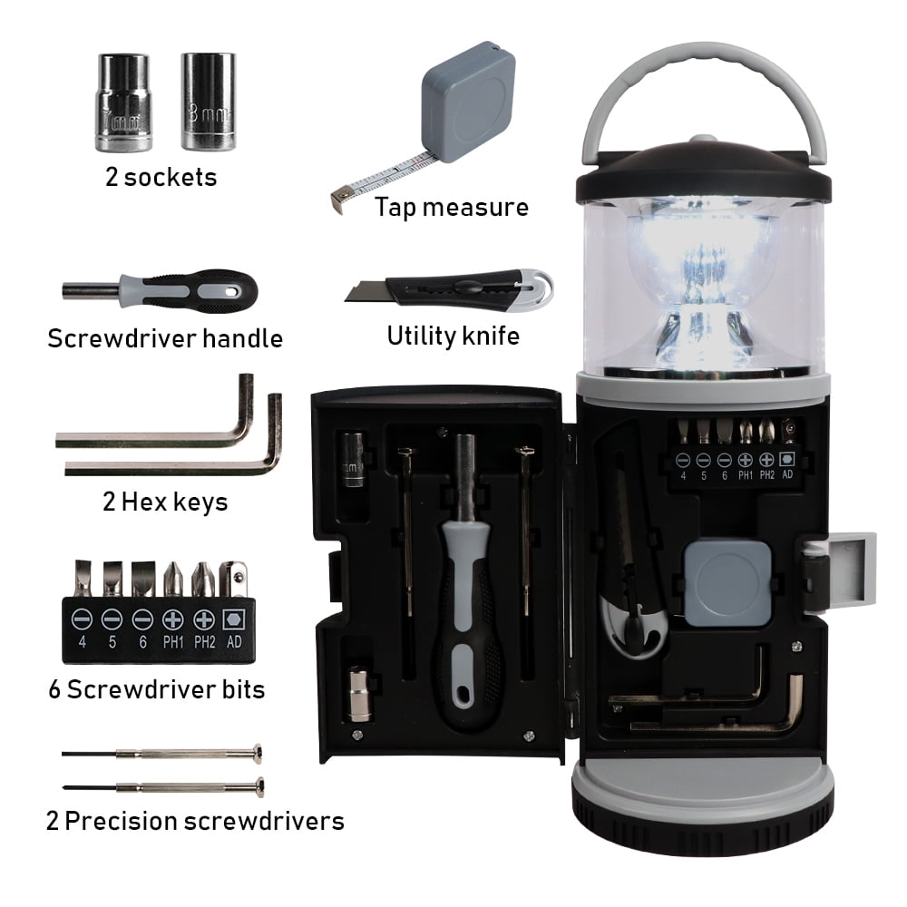 Portable Outdoor Camping LED Emergency Lantern Super Bright Battery Tent Lamp with Tool Set - BT-CAMP-LIGHT-SET-BLK-3