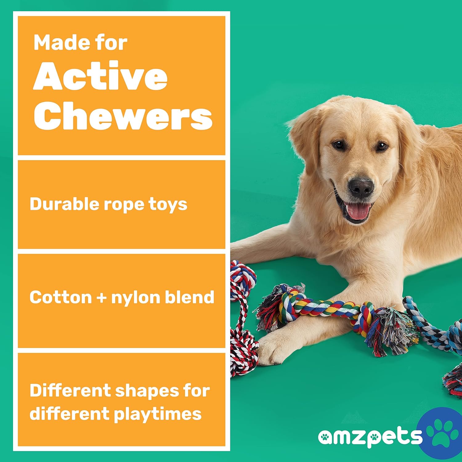 AMZpets Dog Toys for Aggressive Chewers, Dog Accessories Ropes for Medium or Large Breed, Knotted, Heavy Rope - DOGTOY-ROPEBALL_20240212170328_d58f27db-9306-4fad-bee1-08c9d3306b36