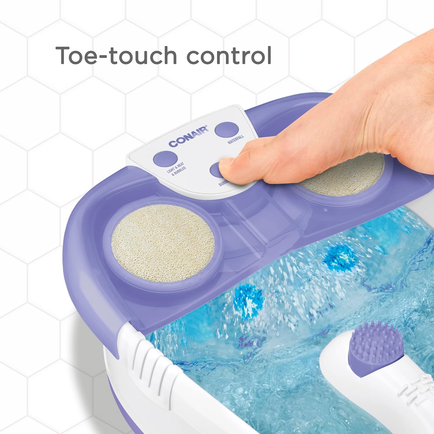 Luxurious Home Foot Spa with Waterfall Massage, LED Lights, Bubbles, and Rollers - Purple/White - FB52AMP_20231128200006_6fe66ee8-8595-43e3-9b21-caf3c6028a2f