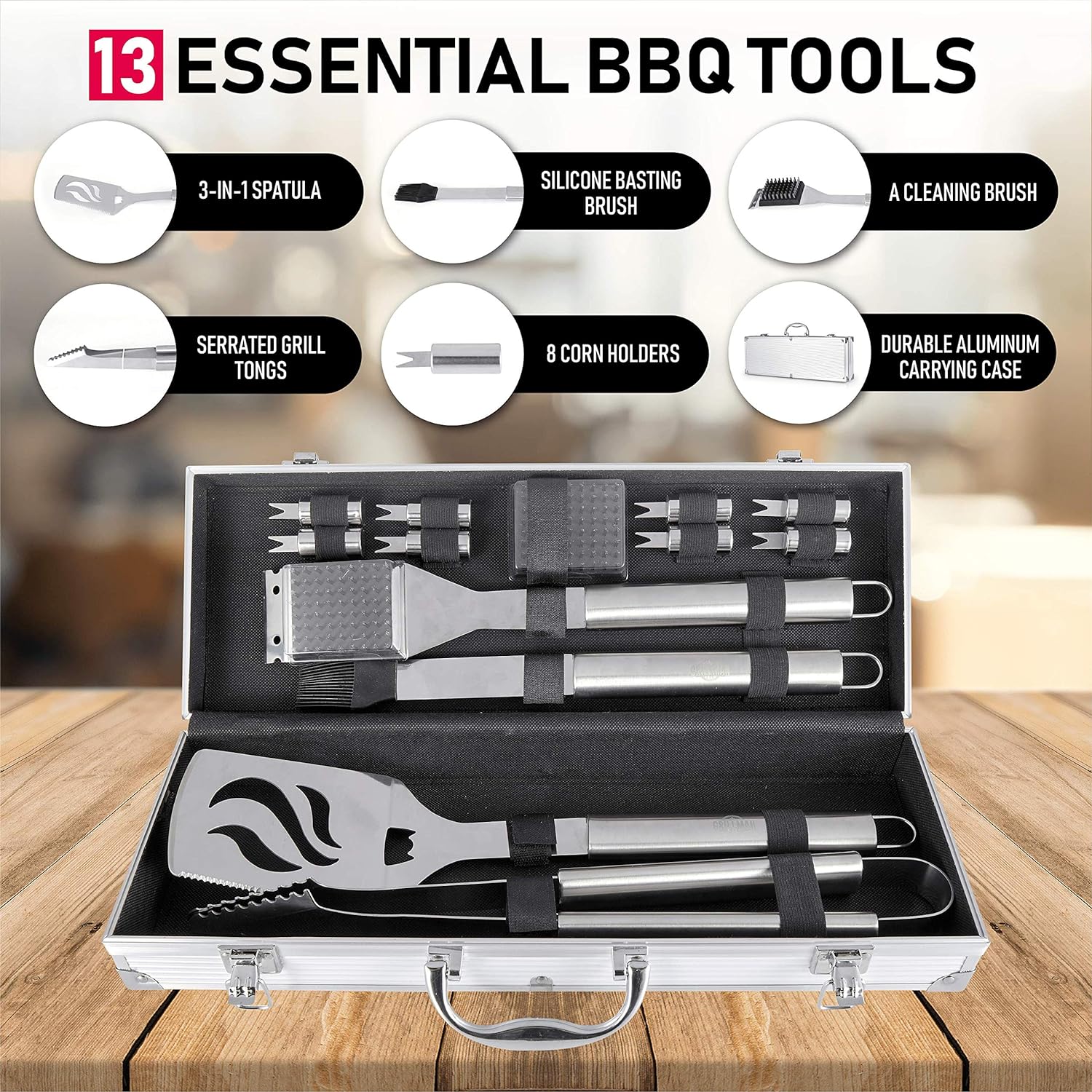 Ultimate 13-Piece BBQ Grill Tool Set with Aluminum Case - GRLMN-TOOLS13PC_20231122104611_bdf28ad2-e5ef-4df7-96b8-599d51c4db15