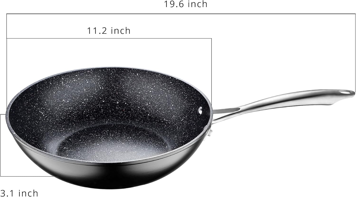 Vital by MasterPRO - 11" Forged Aluminum Titanium-Reinforced Non Stick Wok - MPUS13003-BLK-6