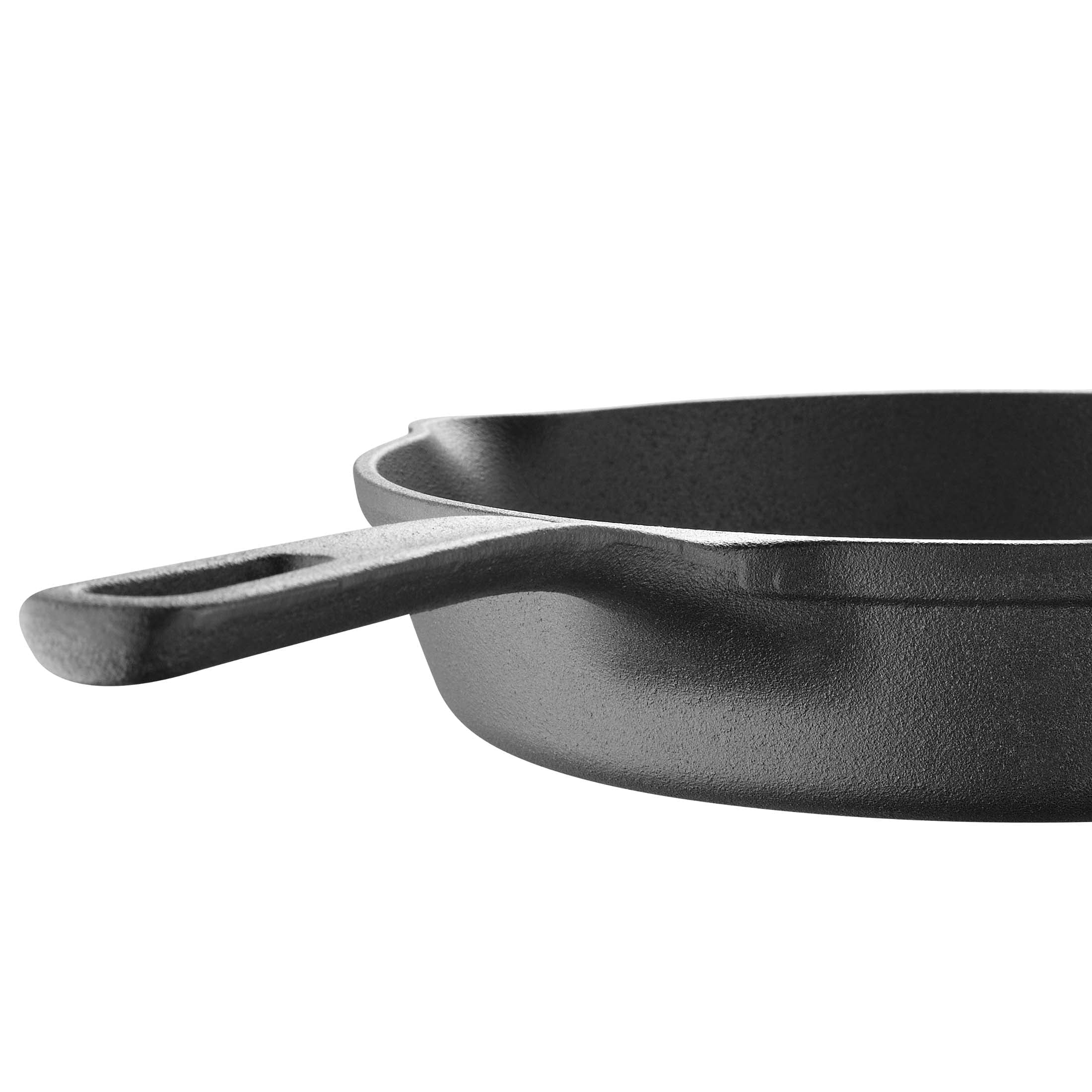 MasterPRO 12" Pre-Seasoned Cast Iron Fry Pan with Helper Handle and Dual Spouts - MPUS16302-BLK-5