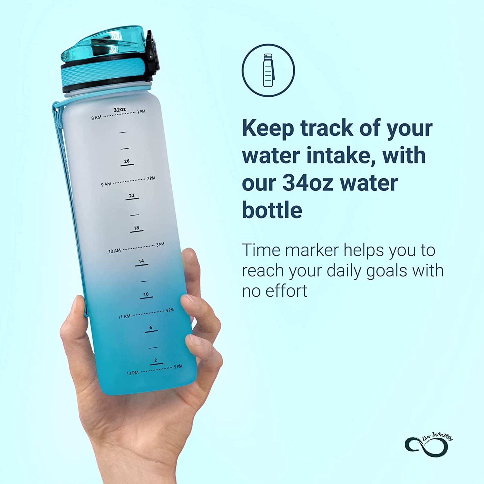 Live Infinitely Gym Water Bottle with Time Marker Fruit Infuser and Shaker 34 Oz Glacier - SPORTS-GLACIER_20240222215815_48e69946-6b66-4197-aec5-3ccc6f1c0fb0