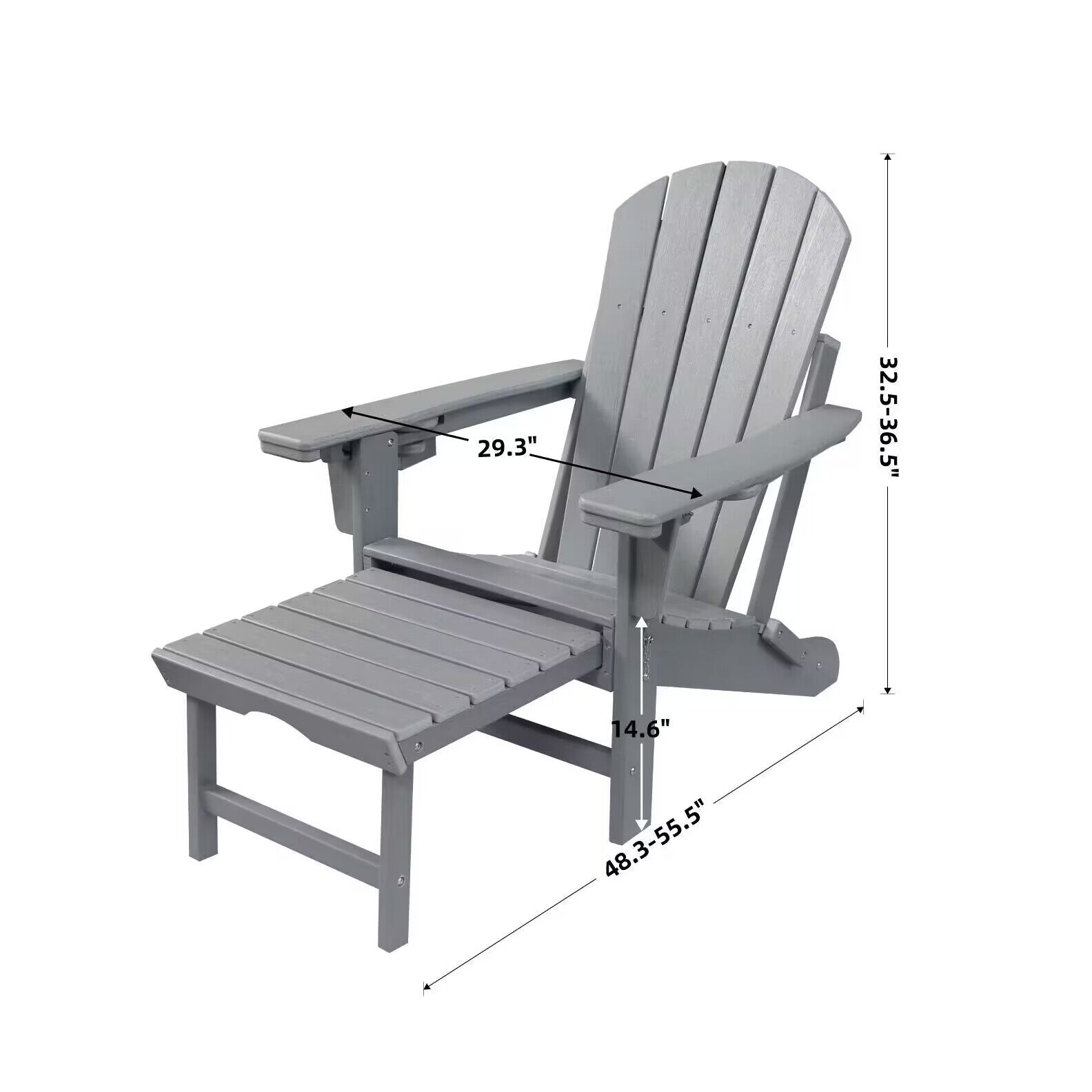 Foldable Adirondack Chair with Footrest and Adjustable Backrest, HDPE - TP-4000-FTBK-BLU-5