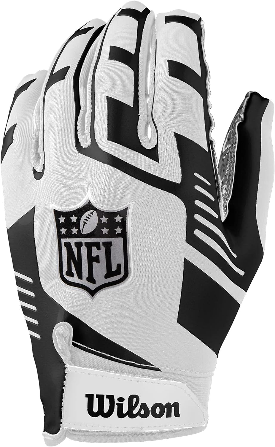 Wilson NFL Stretch Fit Receivers Glove - Adult Size, White/Black - WF6000802AD_20231122120657_465d9b77-0ff9-4018-bddd-7d7e7b2acd2f