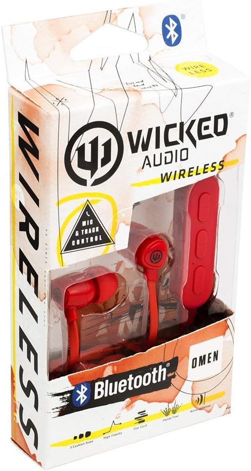 Wicked Audio Omen Wireless Bluetooth Earbuds with Microphone and Track Control Red - WI-BT1753-2