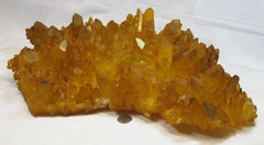 Gran racimo de cristal de cuarzo sanador dorado de Arkansas de alta calidad