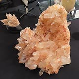 A wonderful pink lemurian quartz crystal cluster from Brazil.