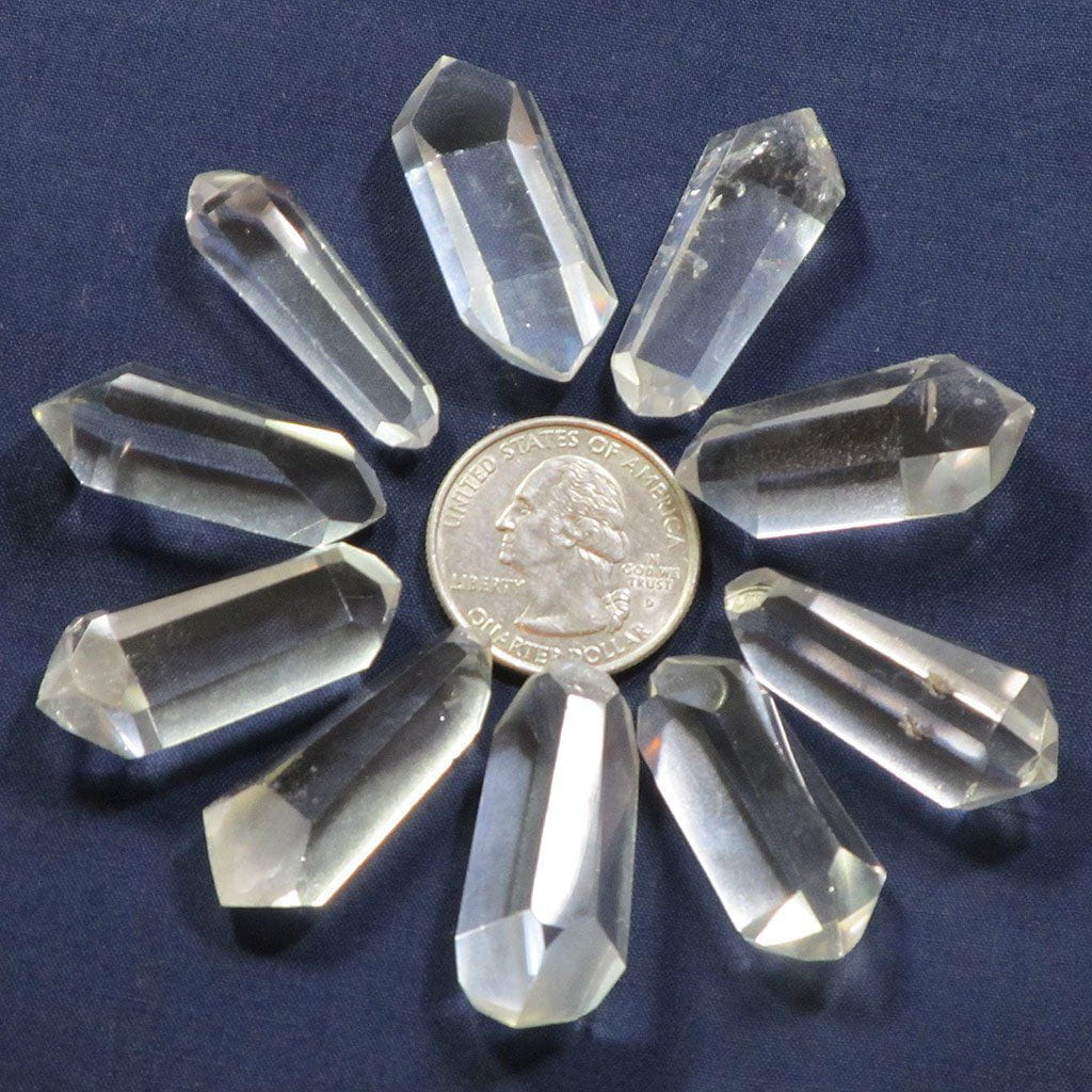 10 Polished Clear Quartz Crystal Double Terminated Points from Brazil
