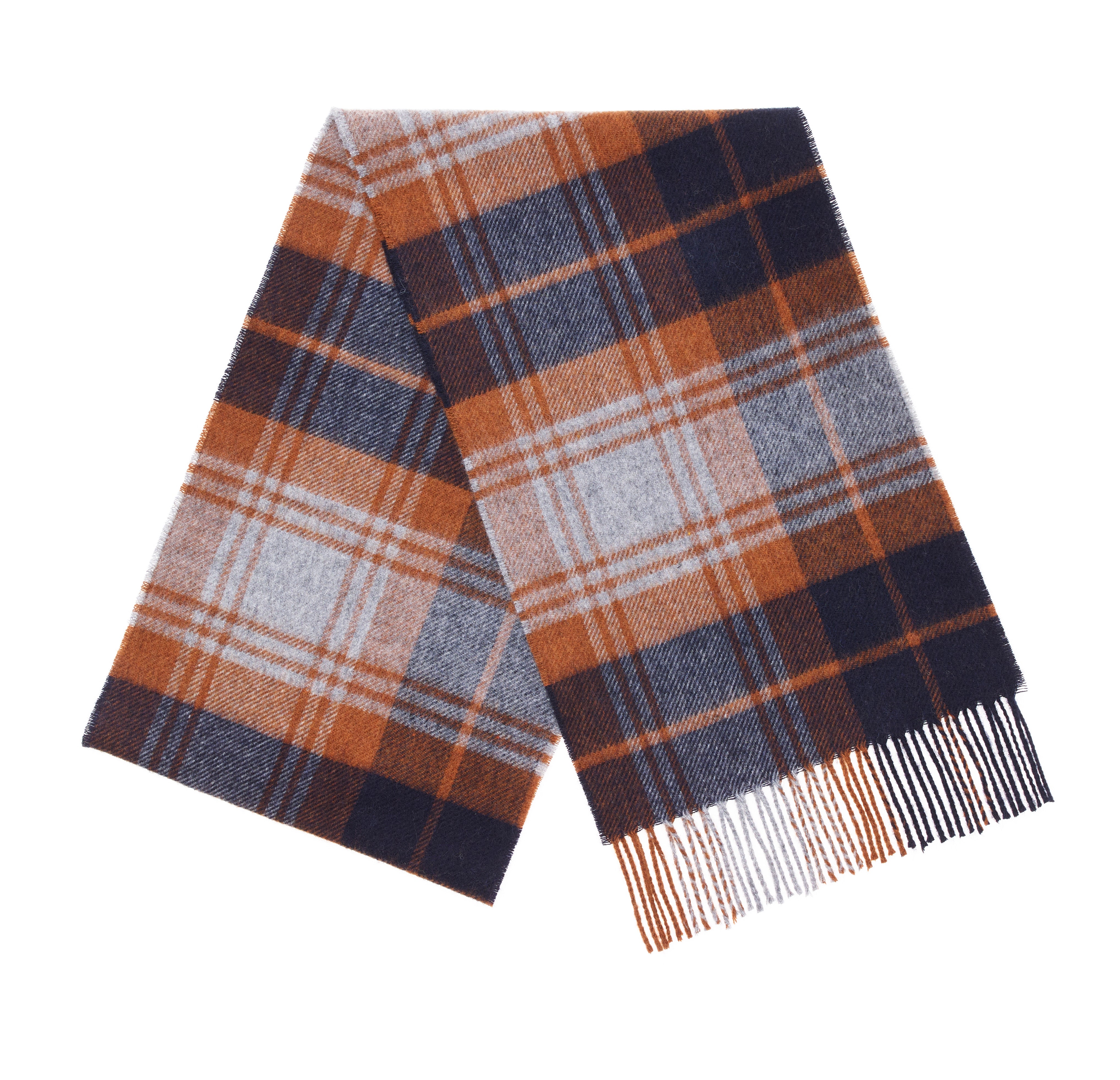 Merino Lambswool Scarf - Briggate Navy/Rust - Made in England,