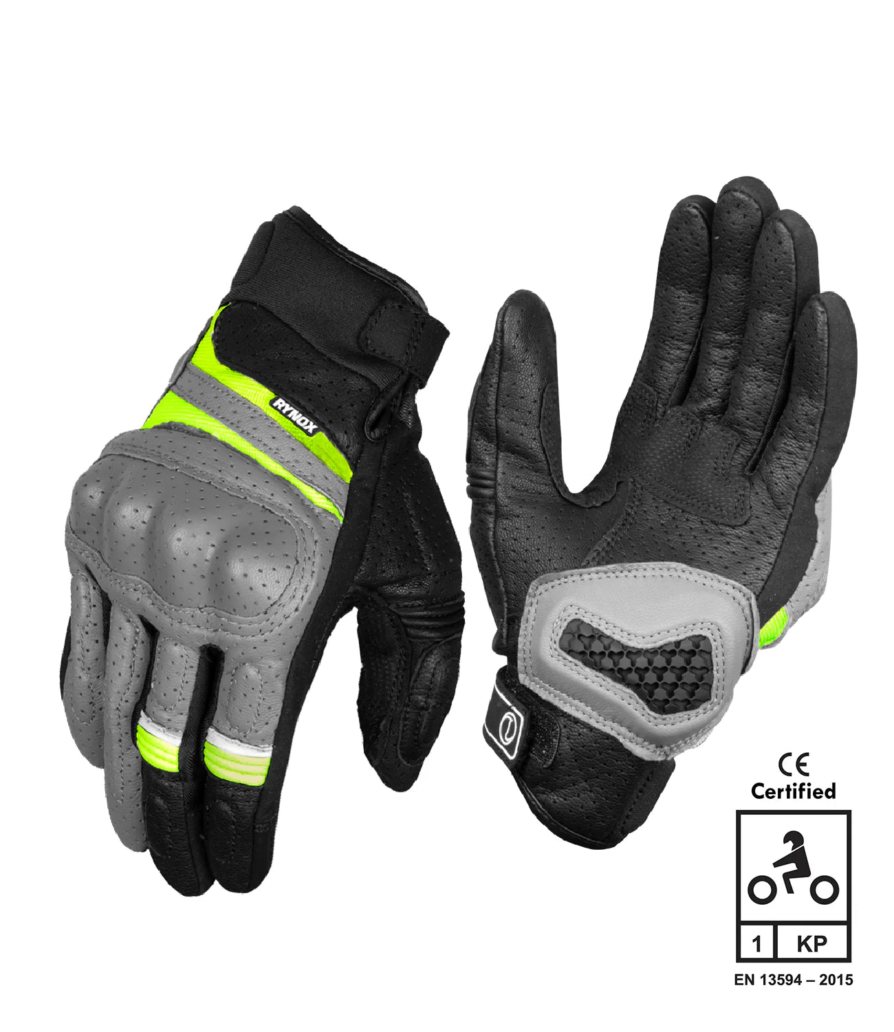 Rynox Air GT SP Gloves Grey Hi-Viz Green