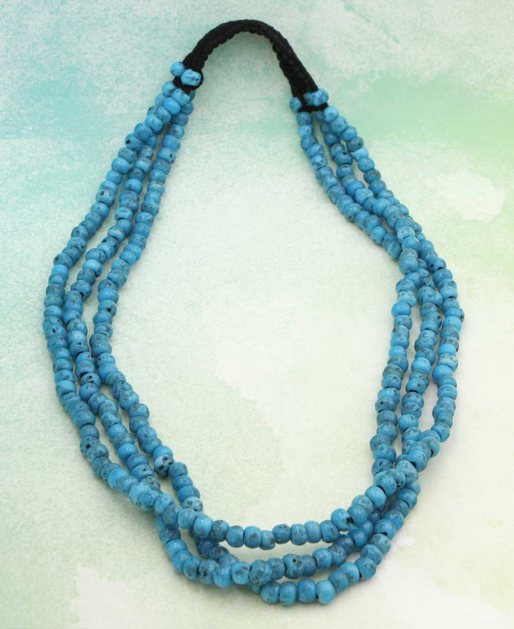 Lhasa Skies Blue Tibetan Bead Necklace, Nepal – Cultural Elements