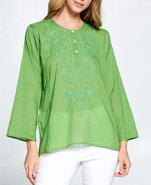 Embroidered Green Blossoms Tunic, India – Cultural Elements