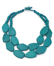 Deep Turquoise Tone Wood Necklace