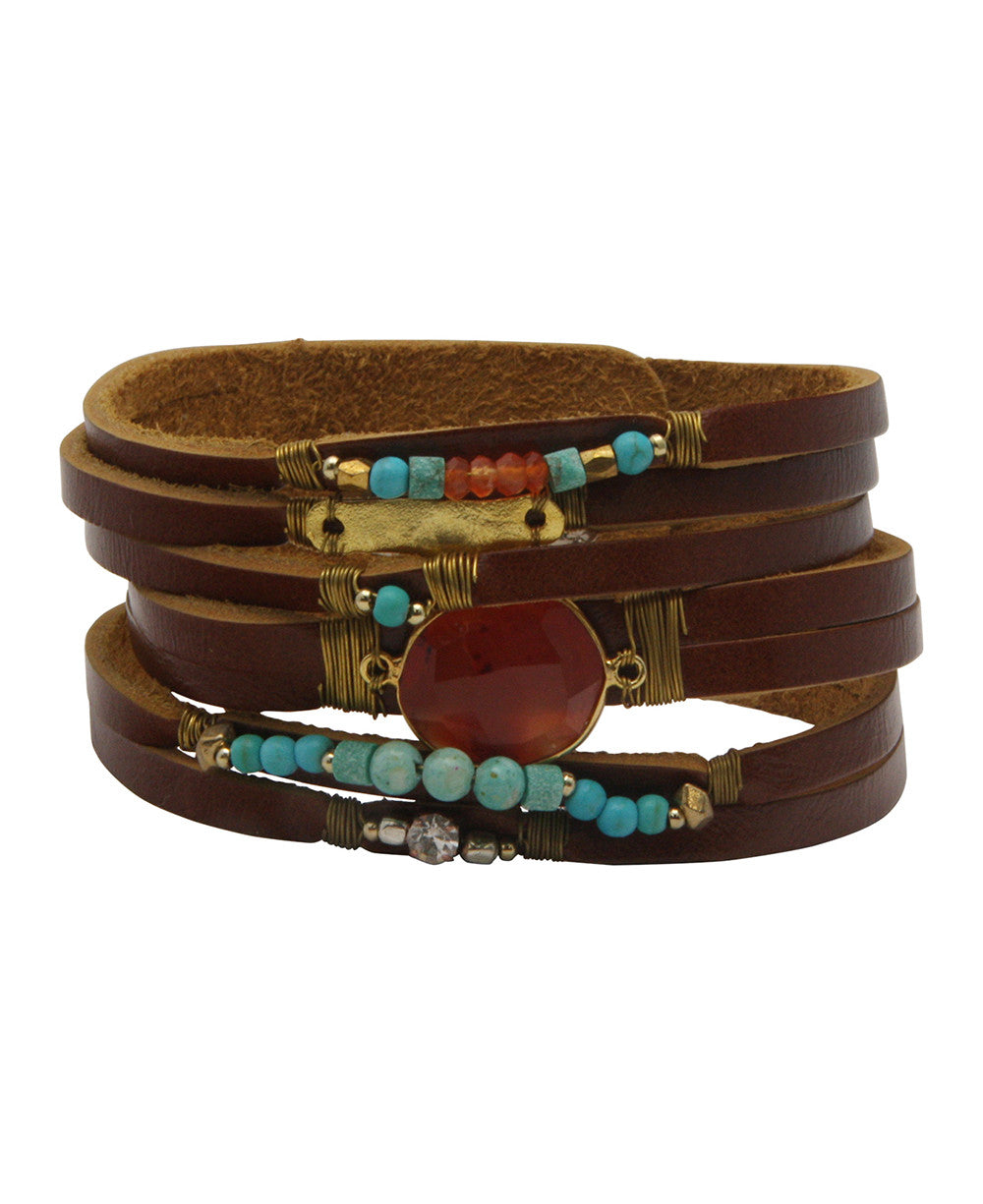 Wax String Wrapped Leather Snap Bracelet – Cinder House Creations