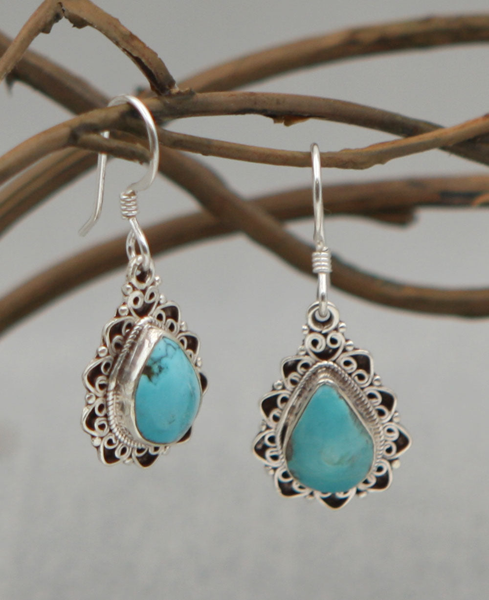 Turquoise Tears Sterling Silver Gemstone Earrings – Cultural Elements