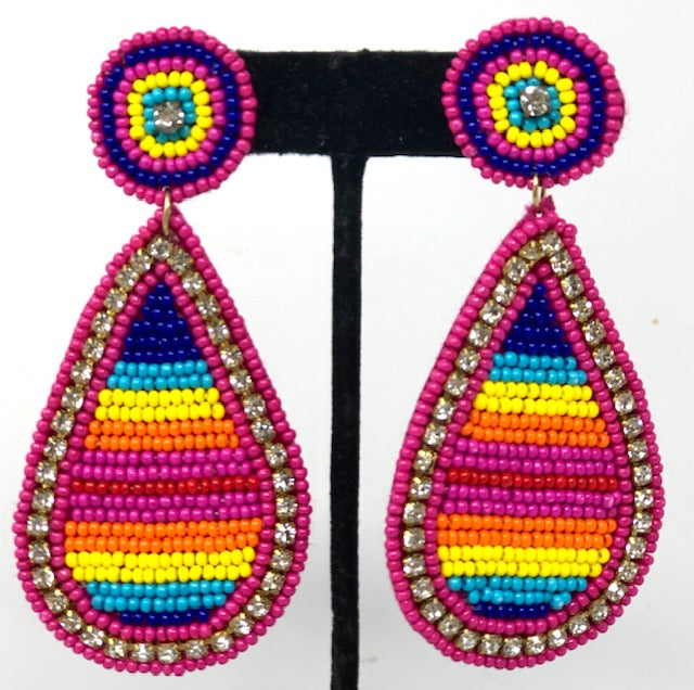 Seed Bead Earrings-Teardrop Solid Beads