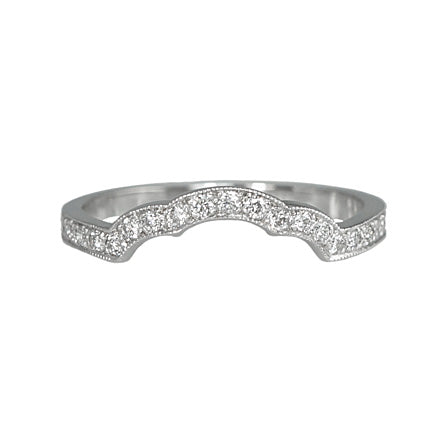 custom made scalloped diamond wedding ring to fit the enagegement ring