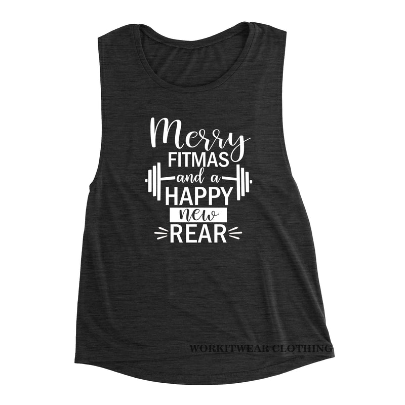 Merry Fitmas And A Happy New Rear Funny Christmas Workout Tank Namasleigh Funny Christmas Shirt Fitness Animal Santa Baby Gym Exercise