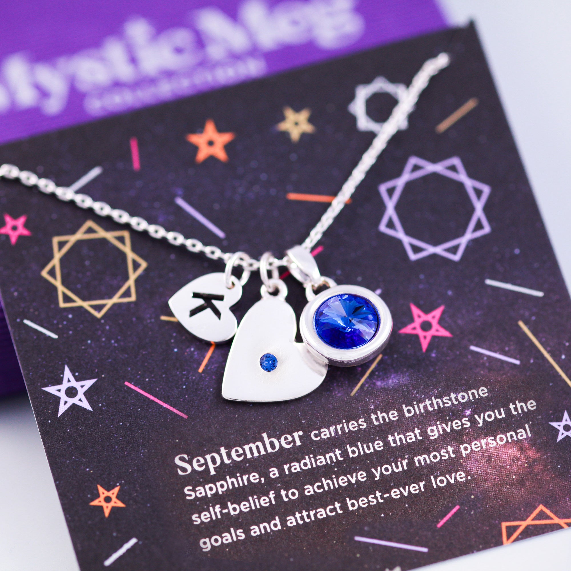 Sapphire Pendant, Created Sapphire Necklace, September Birthstone