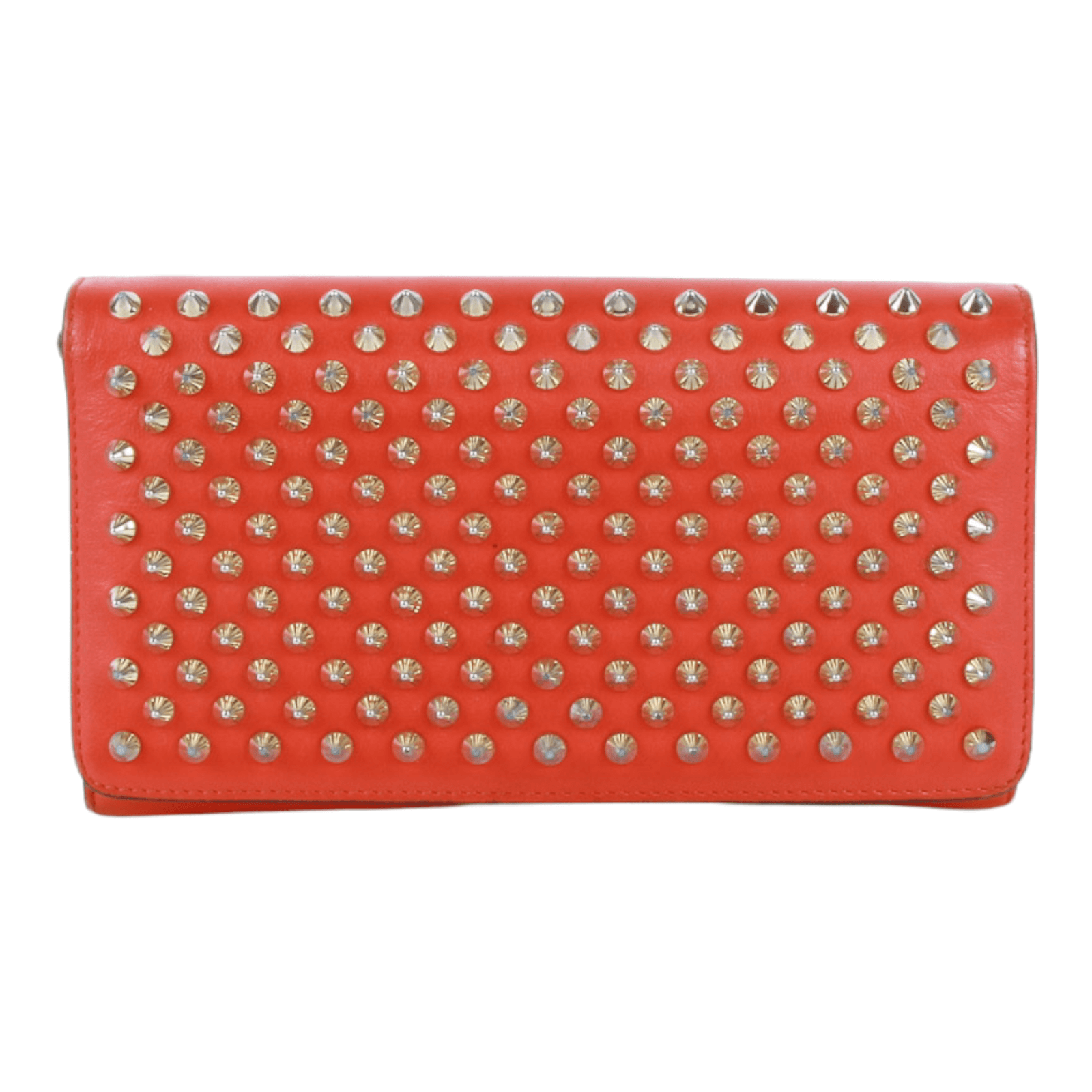 Authentic Christian Louboutin Macaron spikes red clutch wallet