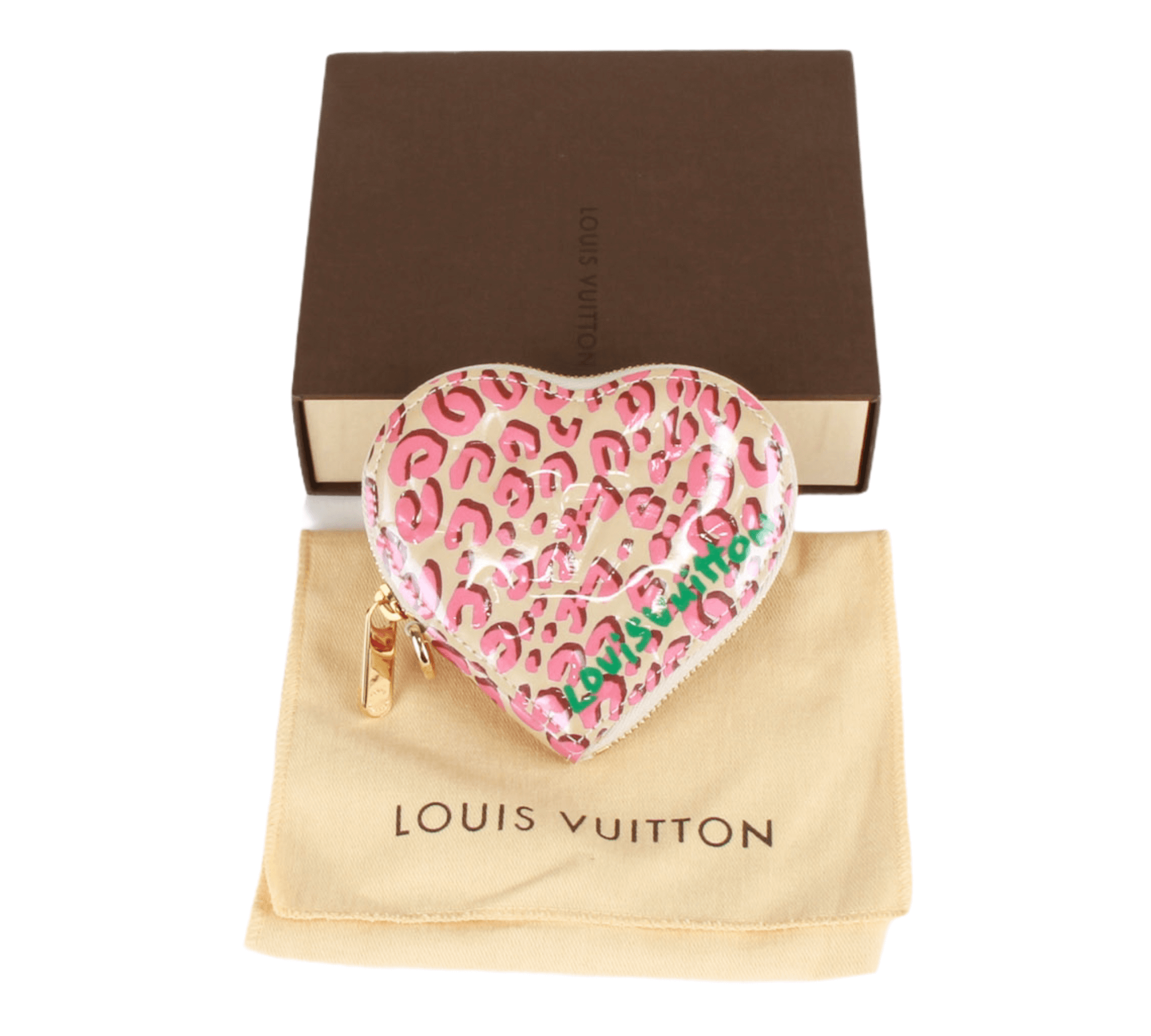 Louis Vuitton x Stephen Sprouse Pink Leopard Patent Heart Coin