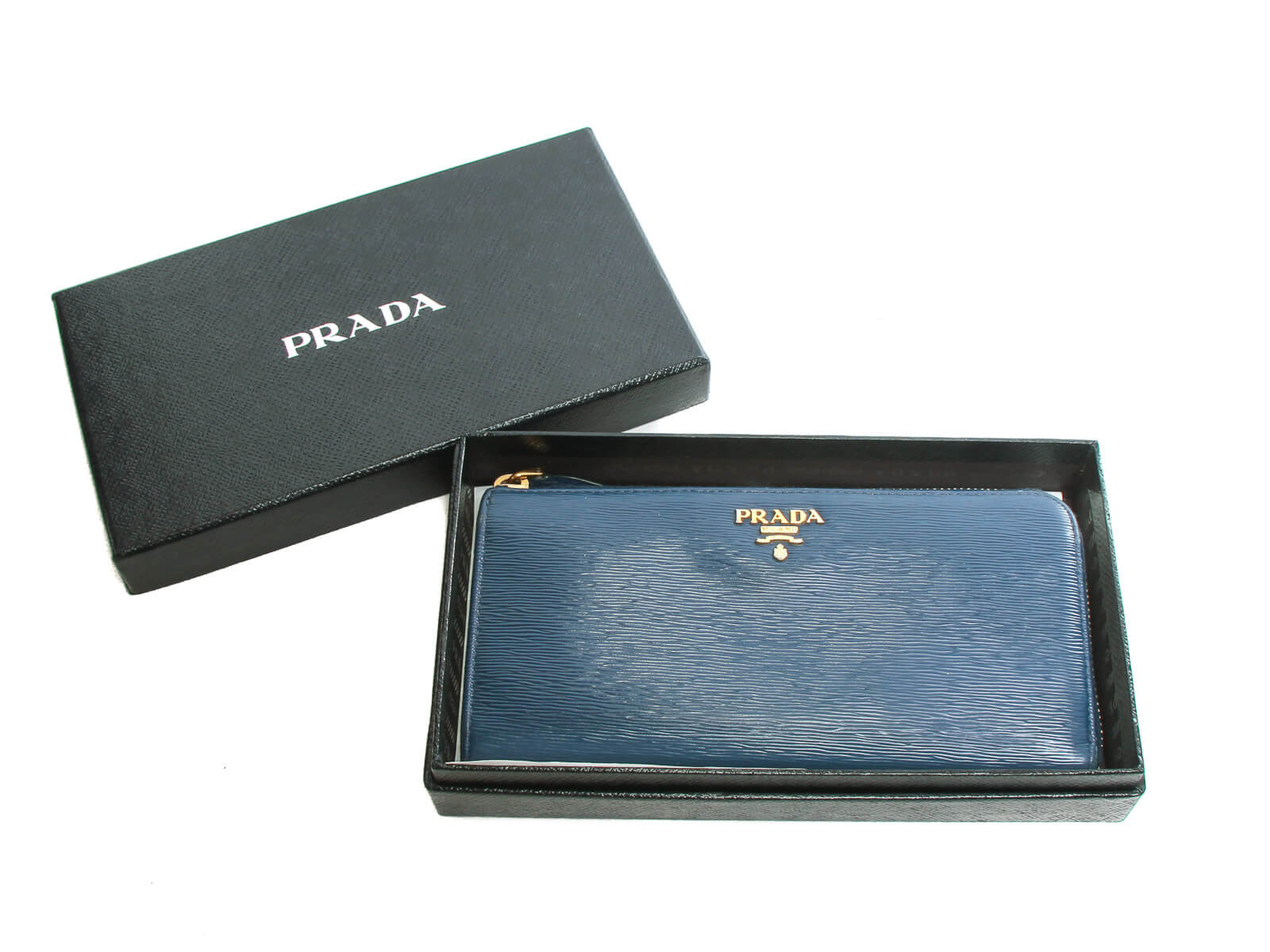 prada blue wallet