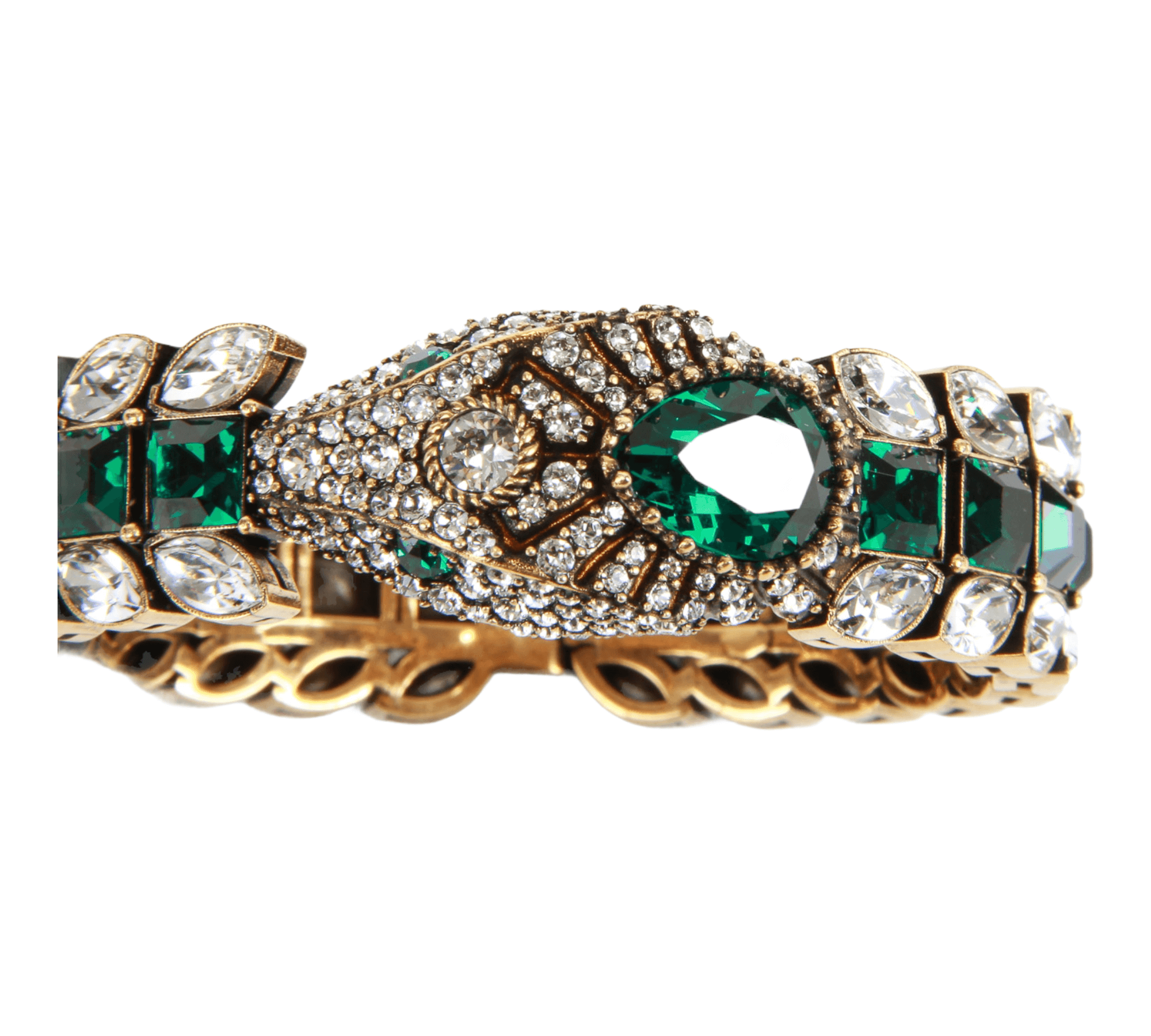 Authentic GUCCI Crystals Snake Bracelet S White Green | Connect Japan ...